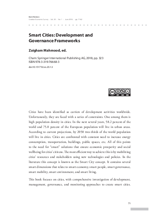 (PDF) Smart Cities: Development and Governance Frameworks