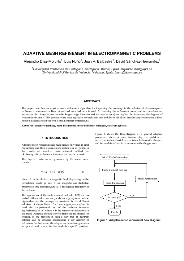 (PDF) Adaptive Mesh Refinement in Electromagnetic Problems