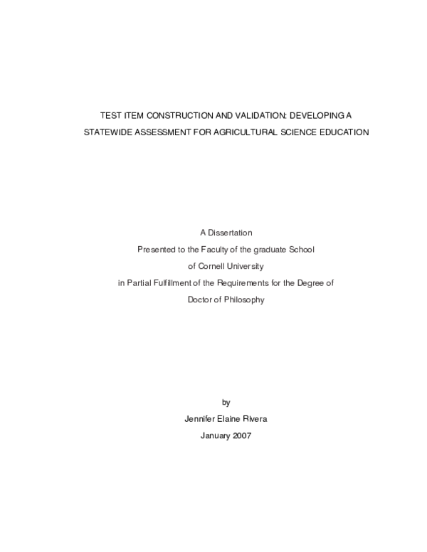 (PDF) Test Item Construction and Validation: Developing a Statewide ...