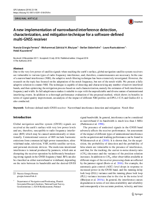 (PDF) A new implementation of narrowband interference detection ...