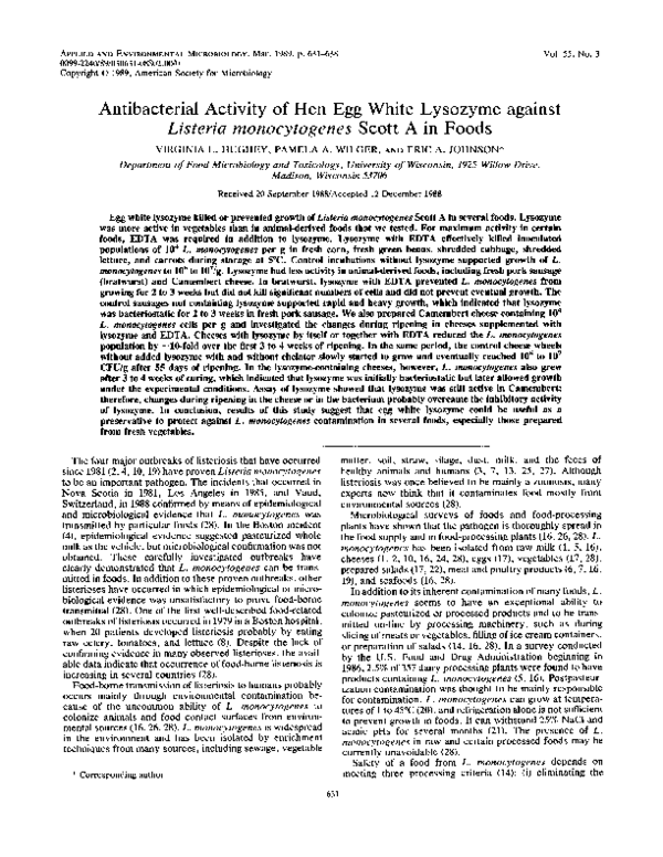 (PDF) Antibacterial activity of hen egg white lysozyme against Listeria ...
