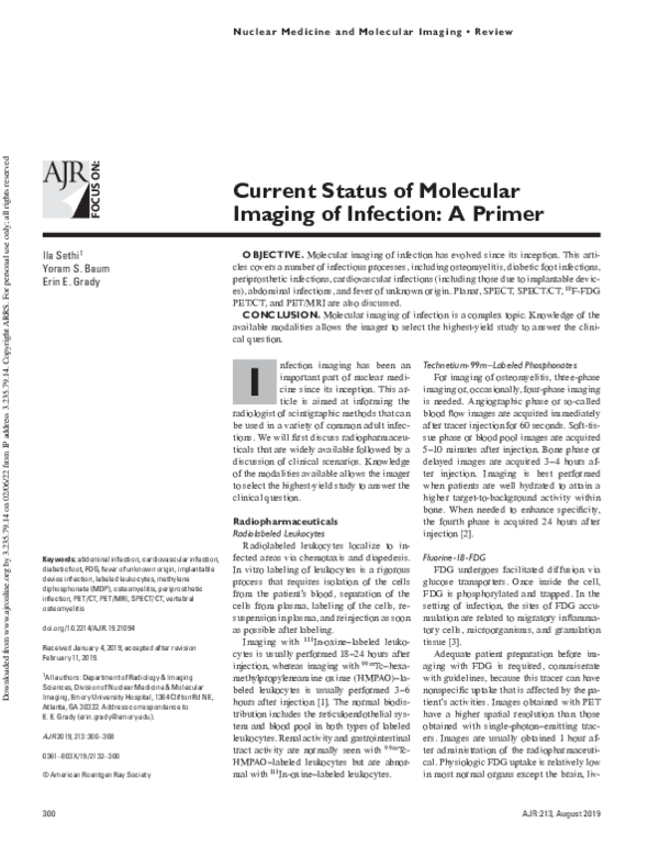 (PDF) Current Status of Molecular Imaging of Infection: A Primer