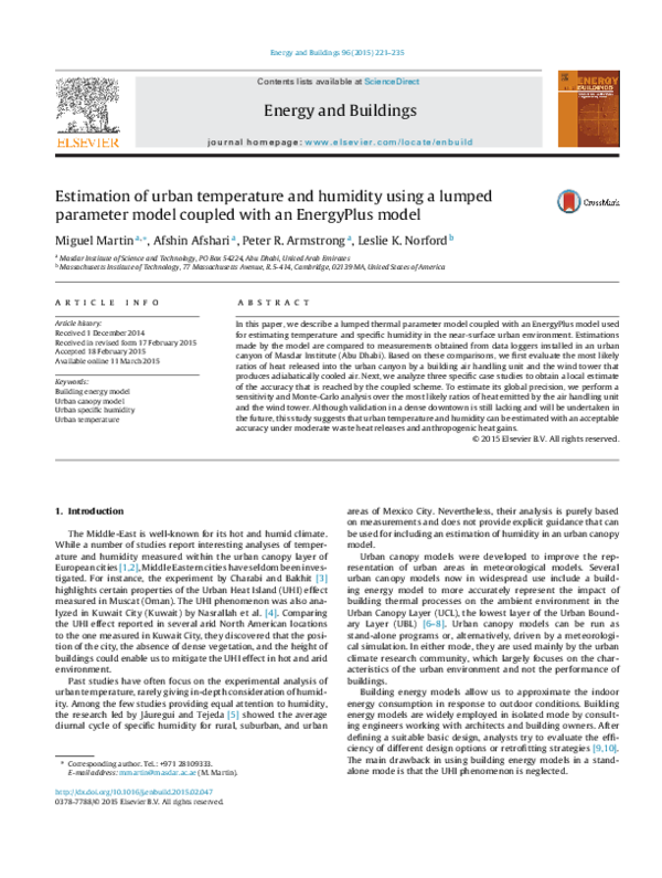 (PDF) Estimation of urban temperature and humidity using a lumped ...