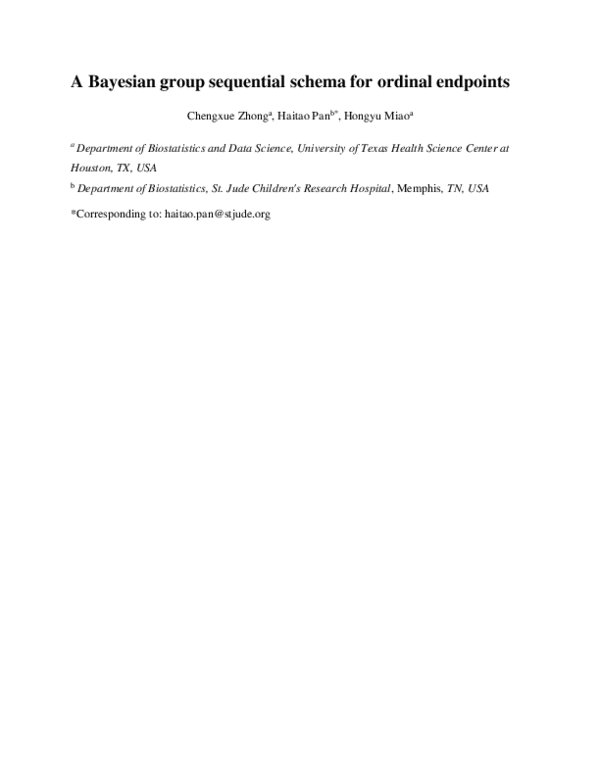 (PDF) A Bayesian group sequential schema for ordinal endpoints