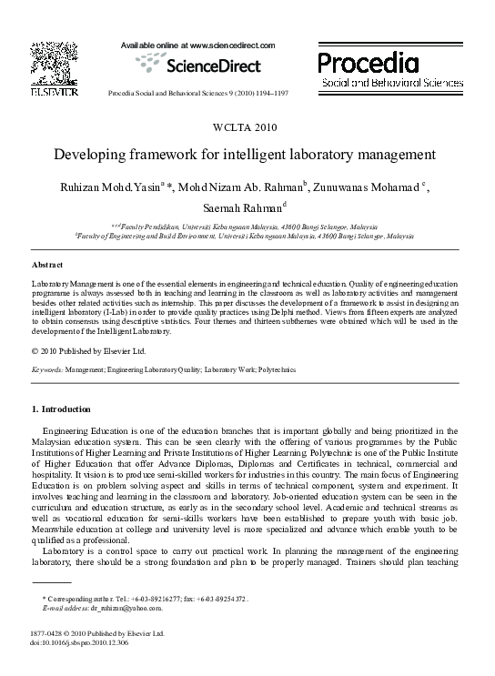 (PDF) Developing framework for intelligent laboratory management ...