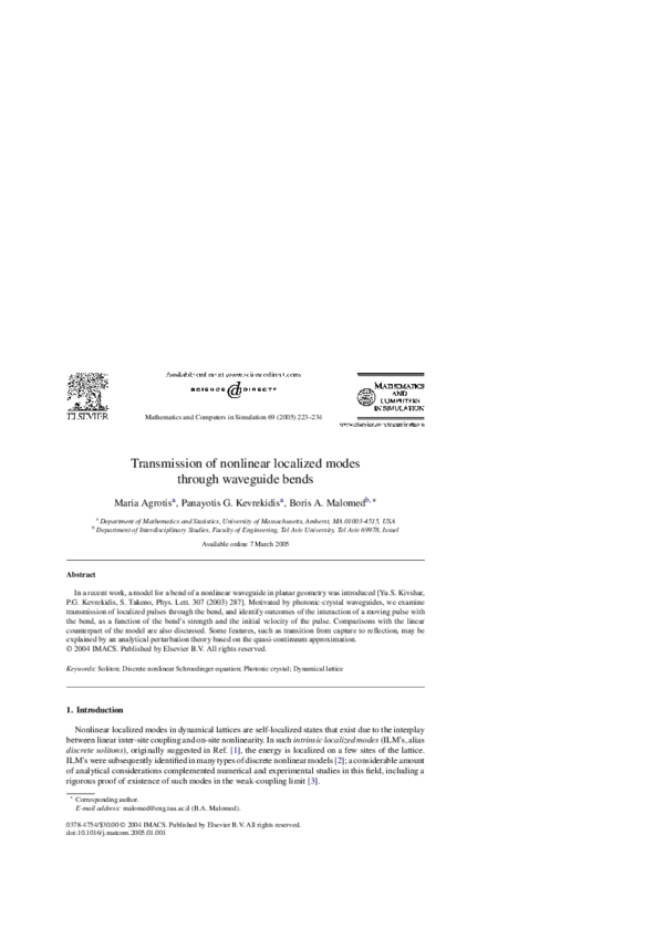 (PDF) Transmission of nonlinear localized modes through waveguide bends