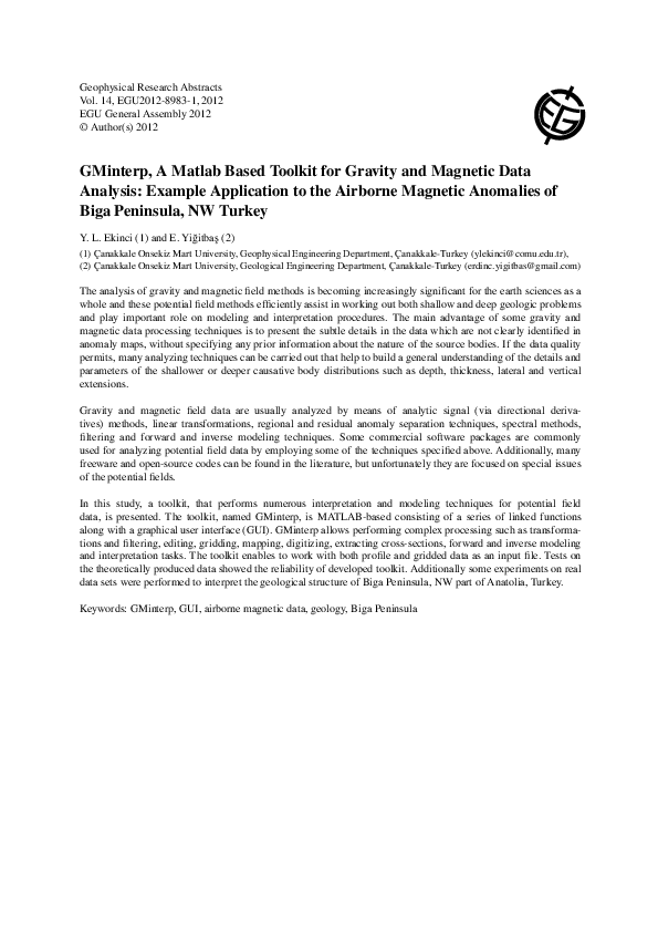 (PDF) GMinterp, A Matlab Based Toolkit for Gravity and Magnetic Data ...
