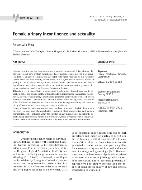 (PDF) Female urinary incontinence and sexuality