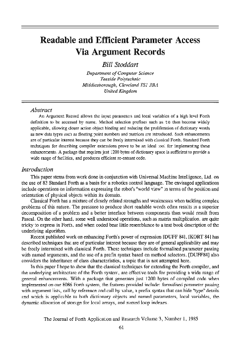 (PDF) Readable and efficient parameter access via argument records