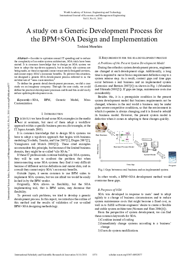 (PDF) A Study On A Generic Development Process For The Bpm+Soa Design ...