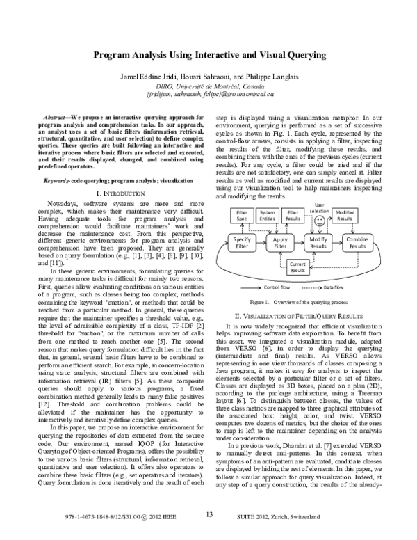 (PDF) Program analysis using interactive and visual querying