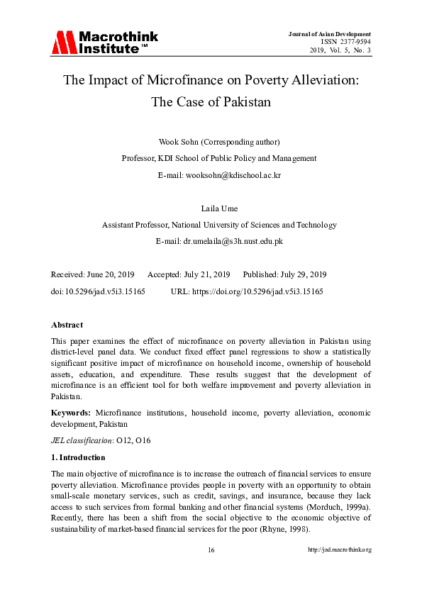 (PDF) Impact of microfinance on poverty alleviation in SAARC countries