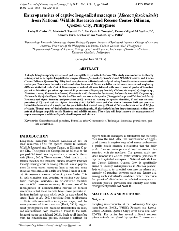 (PDF) Enteroparasites of captive long-tailed macaques ( Macaca ...