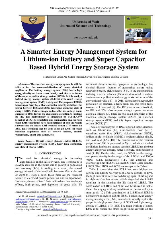 (PDF) A Smarter Energy Management System for Lithium-ion Battery and ...