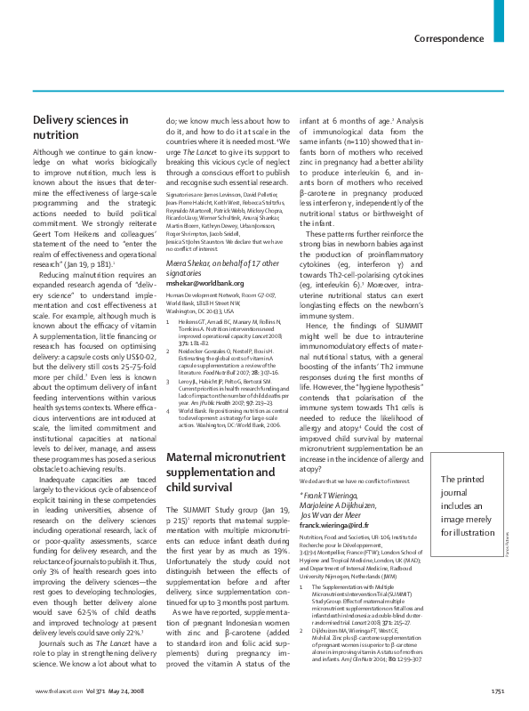 (PDF) Maternal micronutrient supplementation and child survival