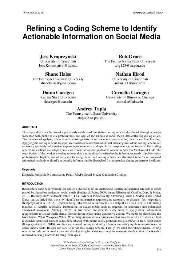 (PDF) Refining a Coding Scheme to Identify Actionable Information on ...