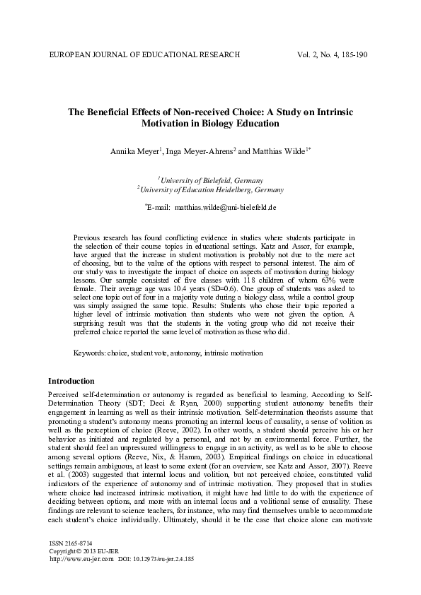 (PDF) The beneficial effects of non-received choice – a study on ...