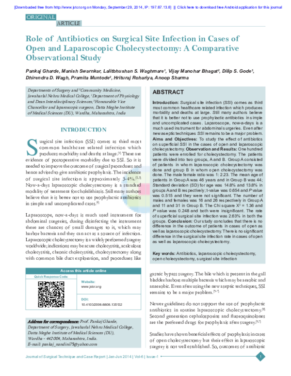 (PDF) Role of Antibiotics on Surgical Site Infection in Cases of Open ...