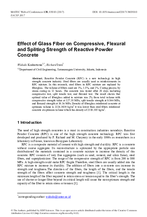 (PDF) Effect of Glass Fiber on Compressive, Flexural and Spliting ...