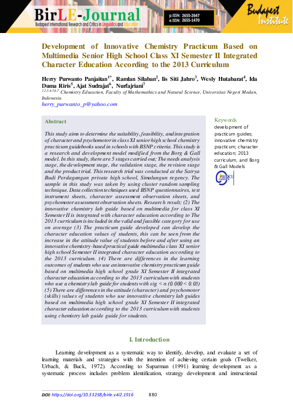 (PDF) Development of Innovative Chemistry Practicum Based on Multimedia