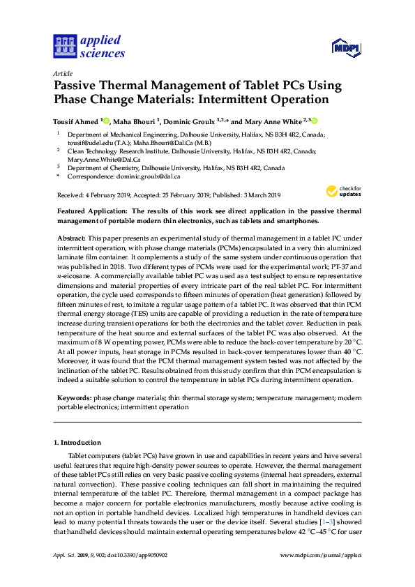 (PDF) Passive Thermal Management of Tablet PCs Using Phase Change ...