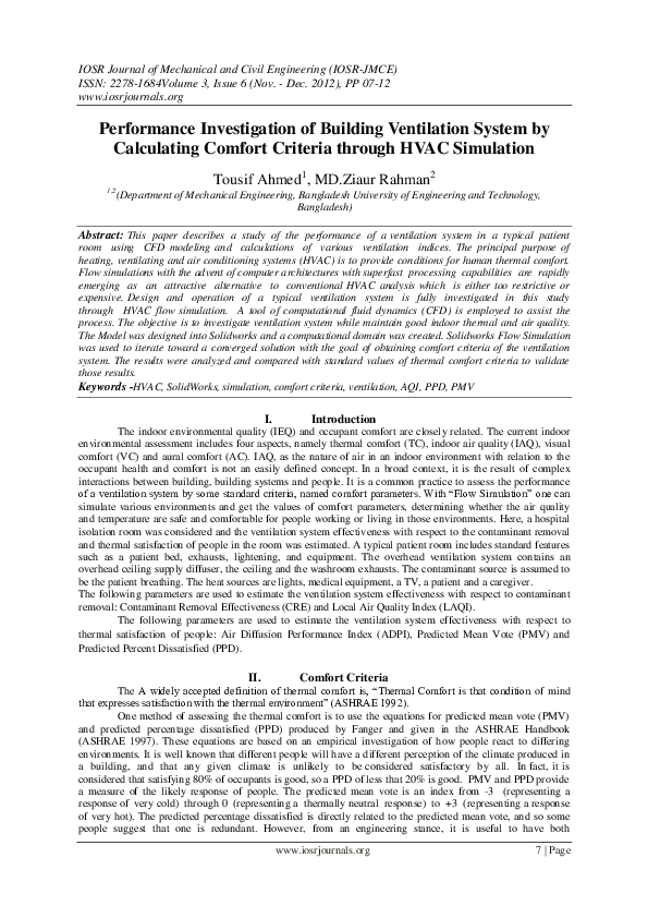 (PDF) Performance Investigation of Building Ventilation System by ...