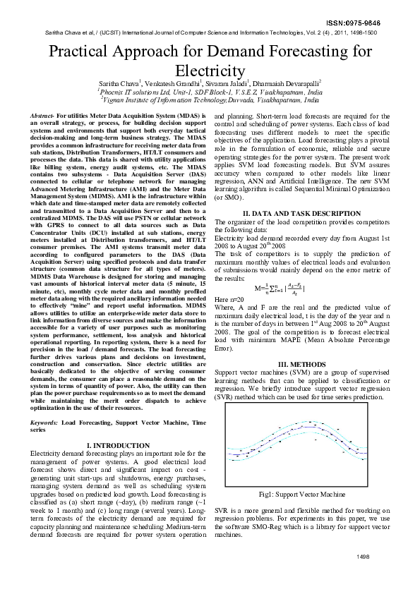 (PDF) Practical Approach for Demand Forecasting for Electricity