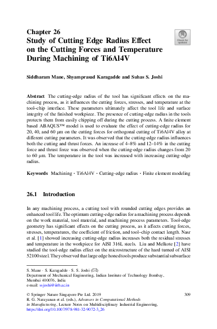 (PDF) Study of Cutting Edge Radius Effect on the Cutting Forces and ...
