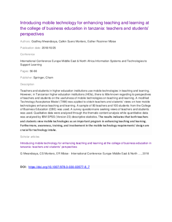 (PDF) Introducing Mobile Technology for Enhancing Teaching and Learning ...