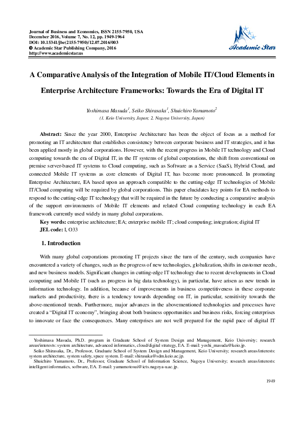 (PDF) A Comparative Analysis of the Integration of Mobile IT / Cloud ...