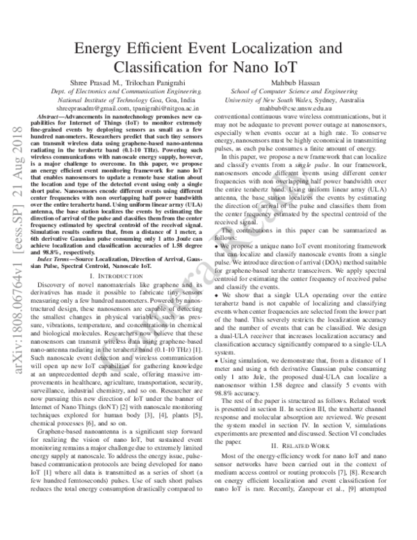 (PDF) Energy Efficient Event Localization and Classification for Nano IoT