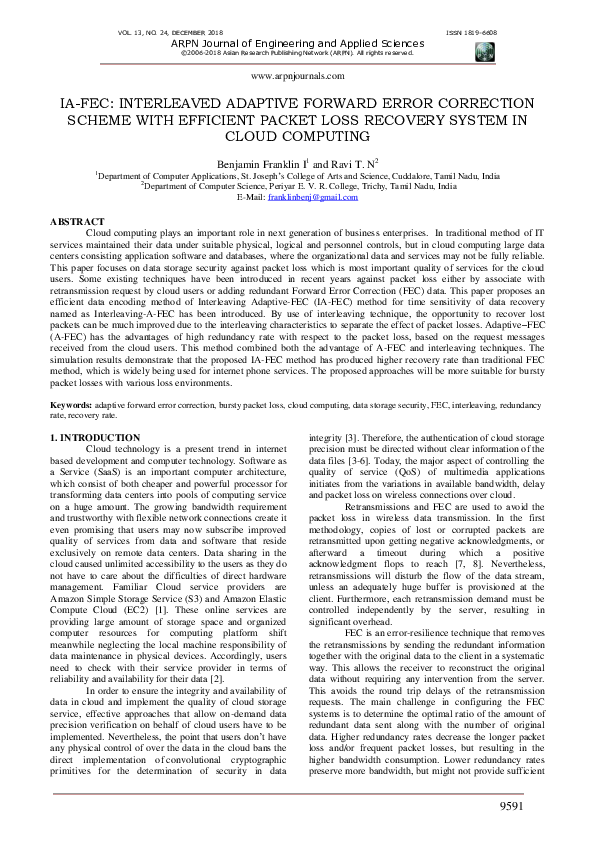 (PDF) Ia-Fec : Interleaved Adaptive Forward Error Correction Scheme ...