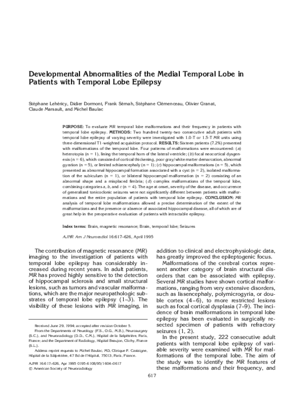 (PDF) Developmental abnormalities of the medial temporal lobe in ...