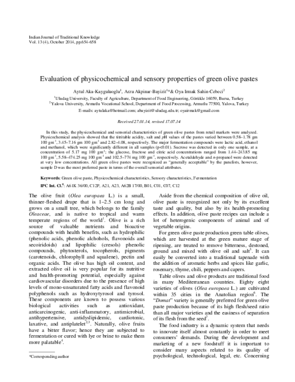 (PDF) Evaluation of physicochemical and sensory properties of green ...