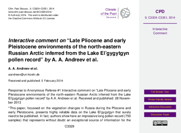 (PDF) Interactive comment on “ Late Pliocene and early Pleistocene ...