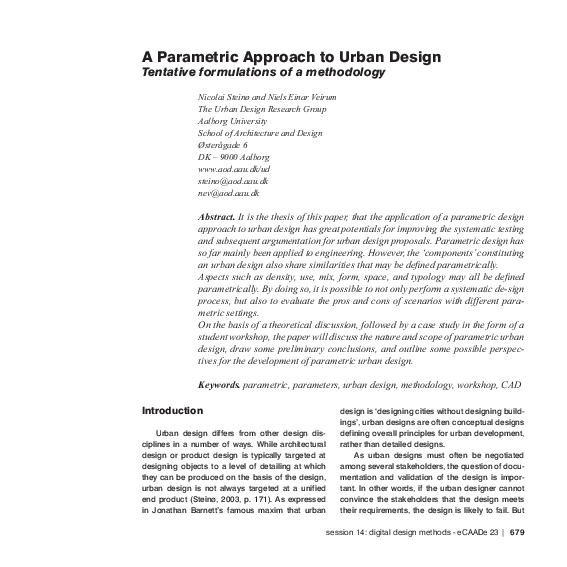 (PDF) A Parametric Approach to Urban Design Tentative formulations of a ...