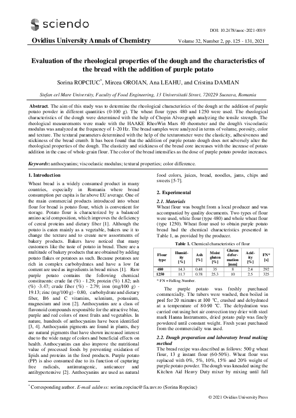 (PDF) Evaluation of the rheological properties of the dough and the ...