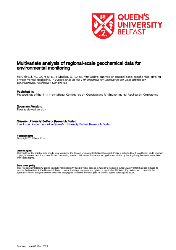 (PDF) Multivariate analysis of regional-scale geochemical data for ...