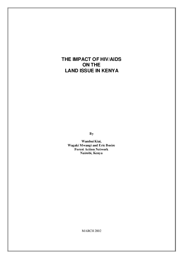 (PDF) The Impact of Hiv/Aids on the Land Issue in Kenya