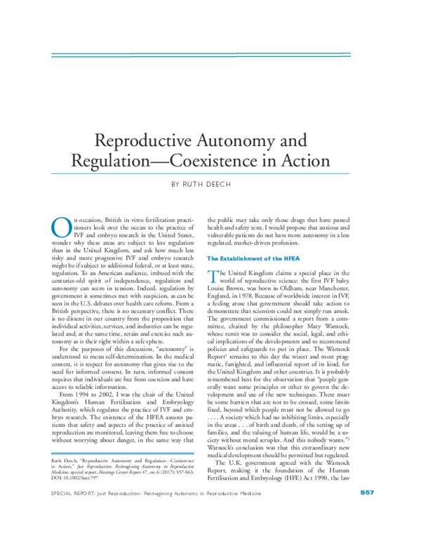 (PDF) Reproductive Autonomy and Regulation-Coexistence in Action