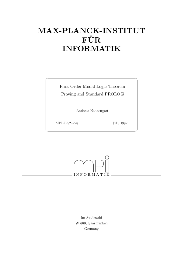 (PDF) First-order modal logic theorem proving and standard PROLOG