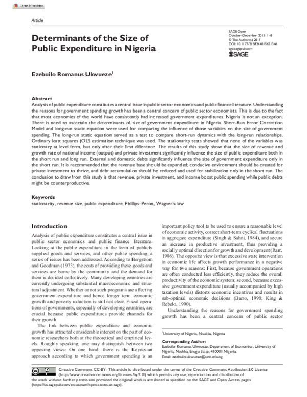 (PDF) Determinants of the Size of Public Expenditure in Nigeria