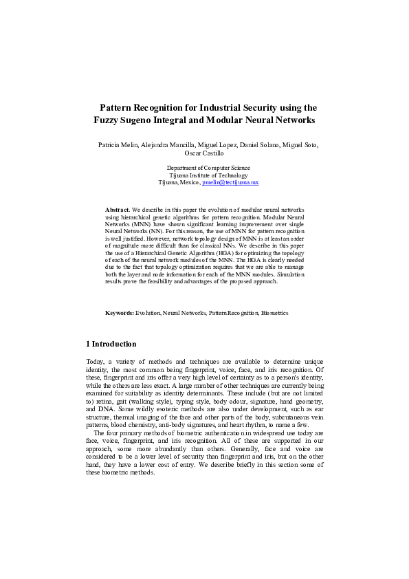 (PDF) Pattern recognition for industrial security using the fuzzy ...