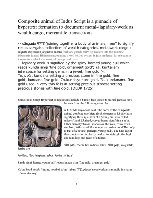 (PDF) Composite animal of Indus Script is a pinnacle of hypertext ...
