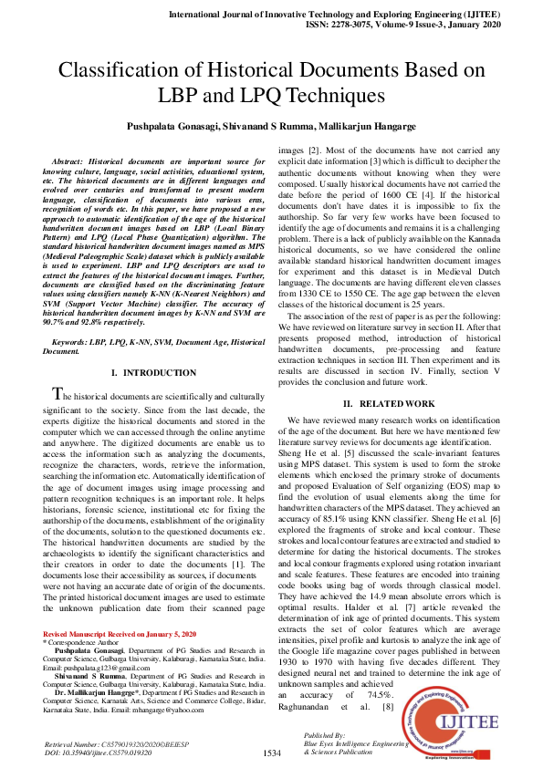 (PDF) Classification of Historical Documents Based on LBP and LPQ ...