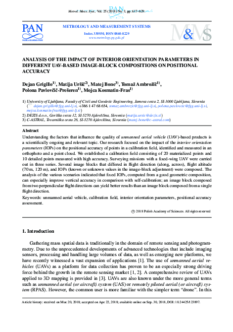 (PDF) Analysis of the impact of interior orientation parameters in ...