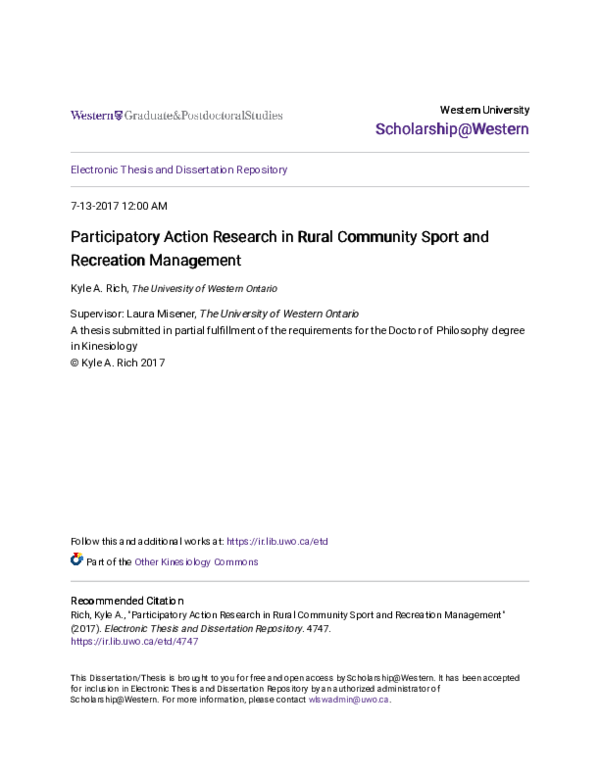 (PDF) Participatory Action Research in Rural Community Sport and ...