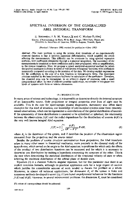 (PDF) Spectral inversion of the generalized Abel integral transform