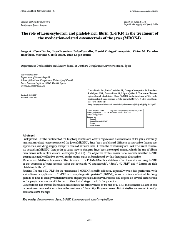 (PDF) The role of Leucocyte-rich and platelet-rich fibrin (L-PRF) in ...