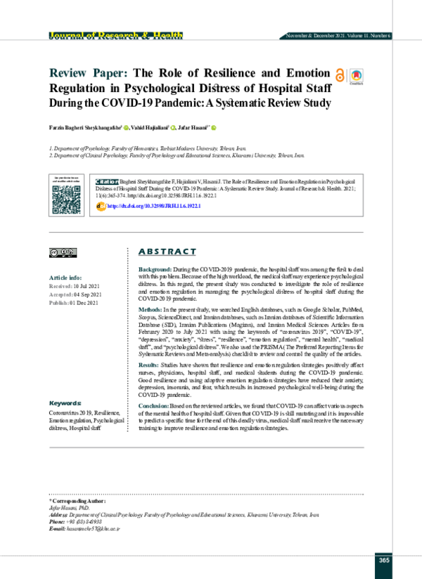(PDF) Review Paper: The Role of Resilience and Emotion Regulation in ...